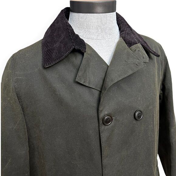 Barbour Icons Haydon Waxed Double-Breasted Coat Jacket NWT Mens Medium Olive D/C - Picture 6 of 16